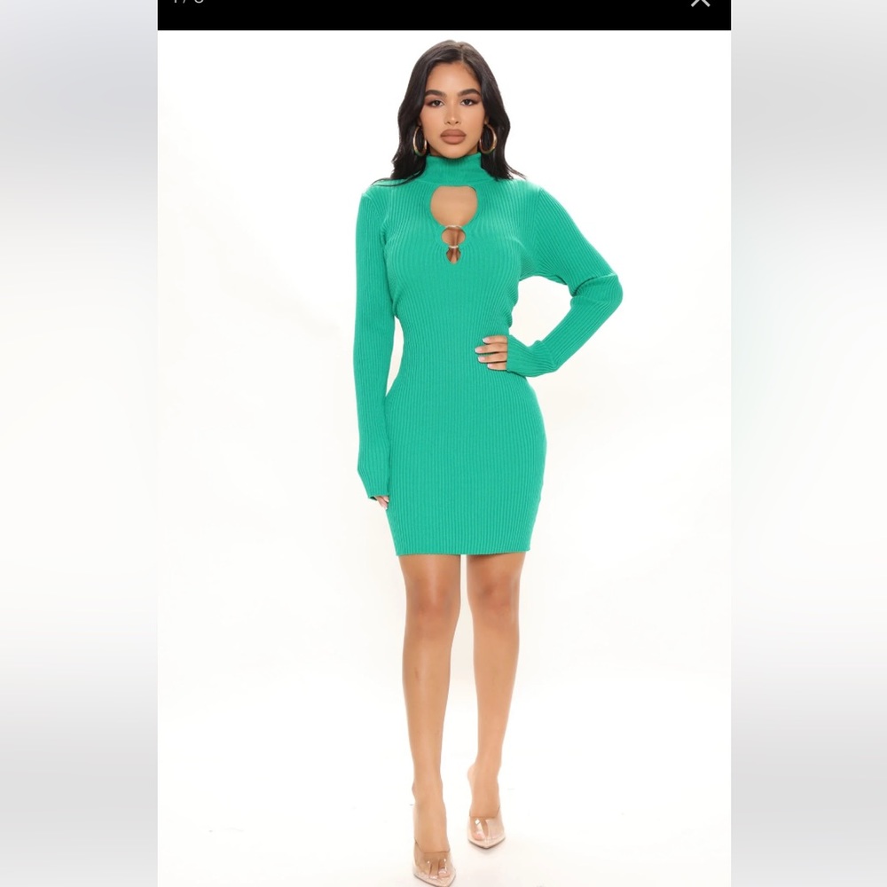 Fashion Nova Green Sweater Dress